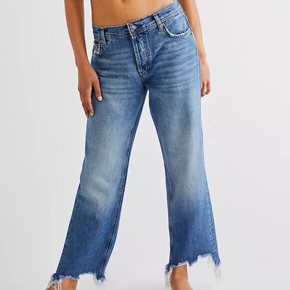 We The Free Maggie Straight leg bite hem distressed jeans 26 - Picture 1 of 12